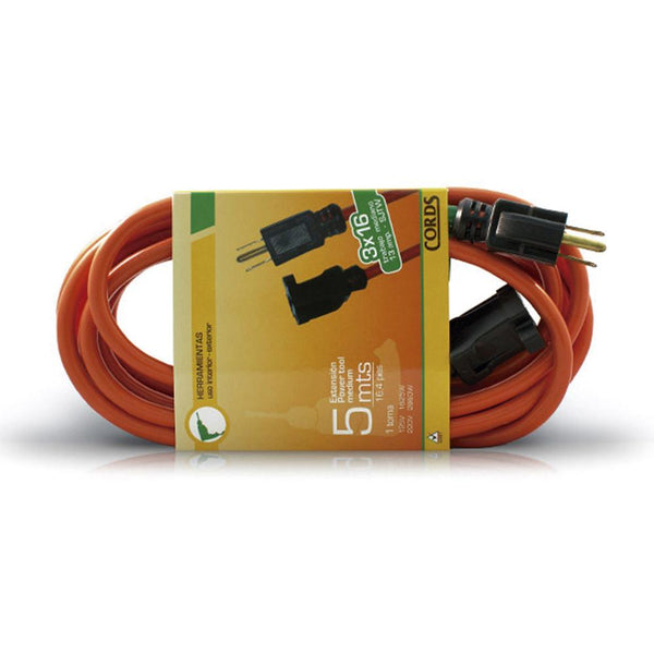 EXTENSION MEDIUM 1TAP 3X16 13A 3M NARANJA INCABLE