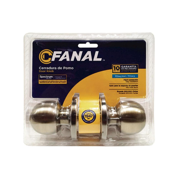 CERRADURA POMO TUBULAR BOLTON PARA BAÑO 5CP FANAL