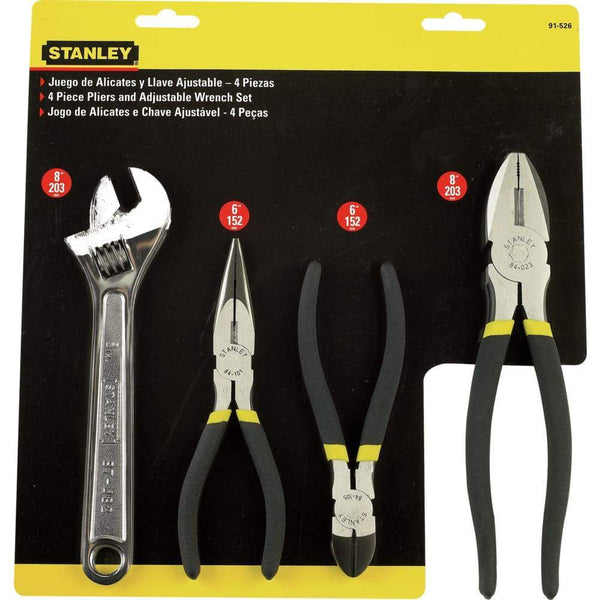 JUEGO DE ALICATES Y LLAVE AJUSTABLE 4 PIEZAS STANLEY