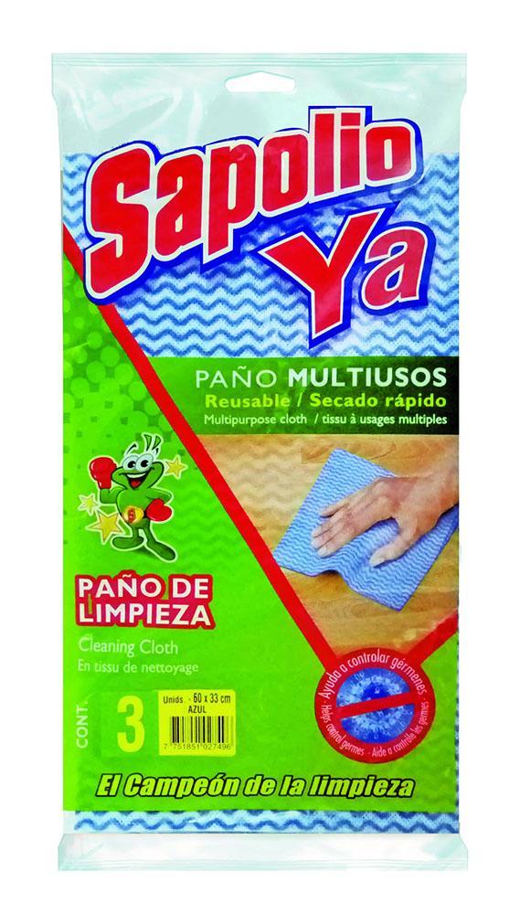 PAÑO MULTIUSO AZUL/BLANCO FLOWPACK X3 SAPOLIO