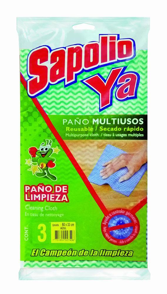 PAÑO MULTIUSO AZUL/BLANCO FLOWPACK X3 SAPOLIO