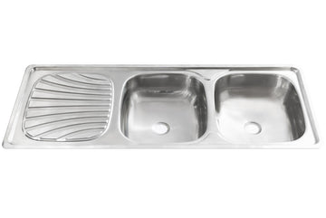 LAVADERO ACERO INOX EMPOTRE 2FILOS 2POZOS 120X50 ESP 0.60MM ALMETAL