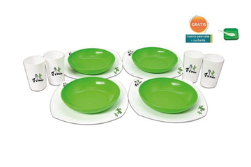 VAJILLA VICTORIA PREMIUM GREEN 4 PLATOS TEND 4 PLATOS HOND 4 VASOS