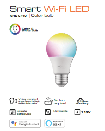 FOCO BOMBILLO WIFI SMART NEXXT A19 RGB 110V